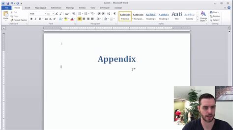 add  appendix   word document youtube