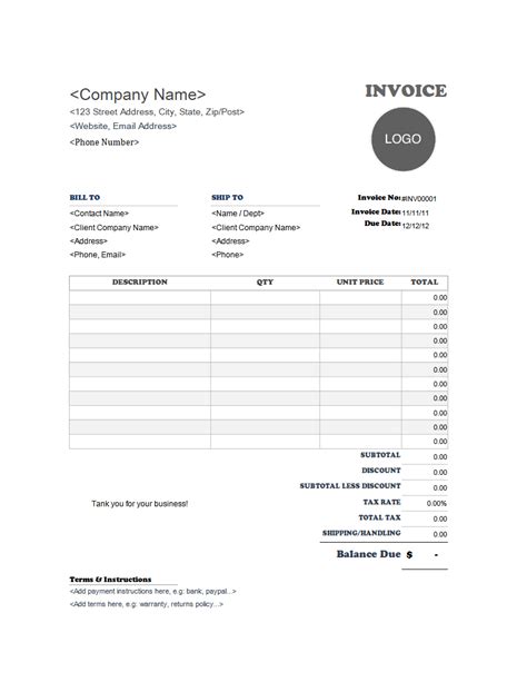 itemized bill templates invoice simple