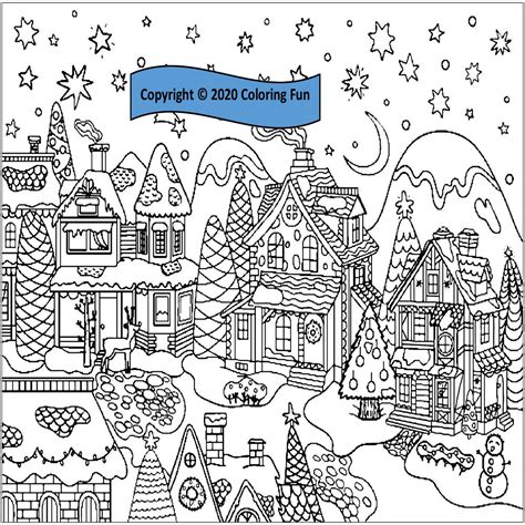 printable coloring page holiday christmas  scaled town payhip