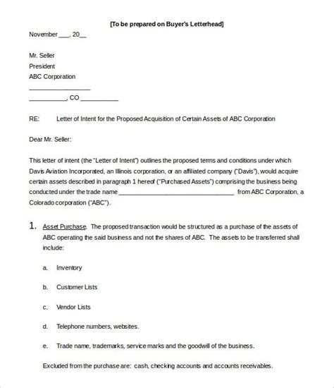 business letter  intent   word  format
