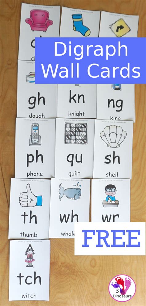 learning  read digraph wall cards  dinosaurs