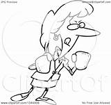 Boxing Gloves Cartoon Businesswoman Feisty Wearing Toonaday Royalty Outline Illustration Rf Clip 2021 sketch template