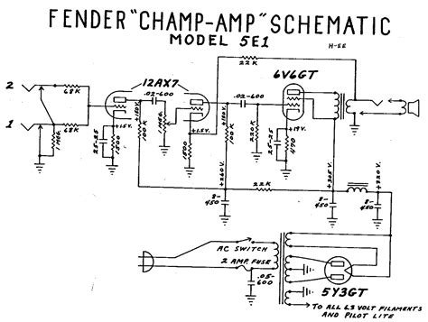 fender champ tube amp schematic model  diy guitar amp fender electronic schematics