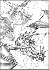 Coloring Haven Creative Publications Dover Book Pages Adult Designs Fantasy Winged Books Doverpublications Dragon Sheets Diy Choose Board sketch template