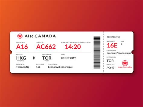 air canada boarding pass redesign  terence ng  dribbble