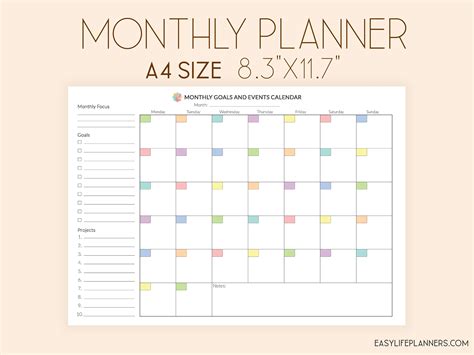 monthly planner monthly organizer monthly   list etsy