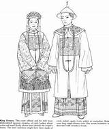 Coloring Pages Dynasty Qing Chinese Dover Colouring Fashions China Kids Doverpublications Oriental Traditional Color Publications Ancient People Book Clothing Empress sketch template