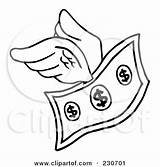 Flying Coloring Dollar Outline Bill Clipart Illustration Royalty Drawing Rf Toon Hit Regarding Notes Getdrawings sketch template
