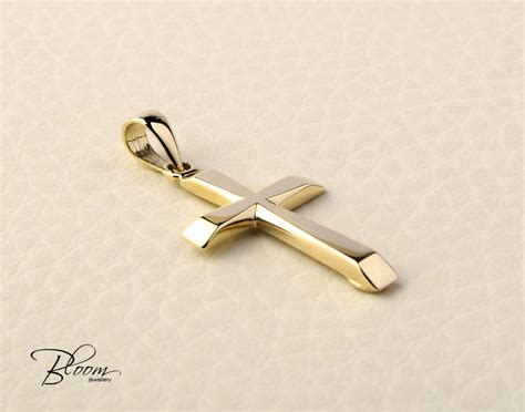 solid gold cross necklace  gold cross pendant necklace