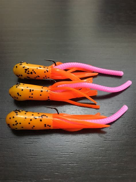 mini tube jigs mexican sunrise peters custom trout worms