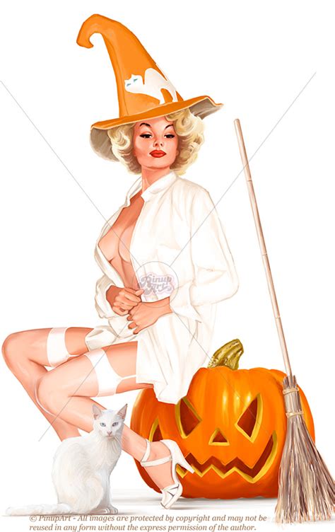 Pin Up Witch White Halloween By Pinup Art On Deviantart
