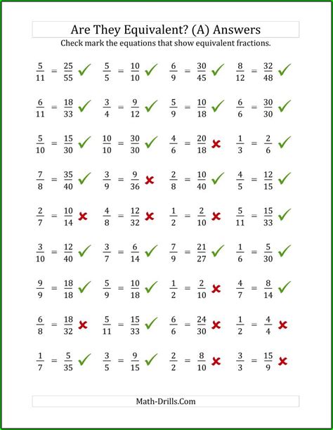 fraction worksheet  answers