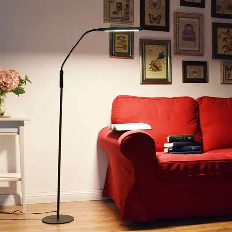 modern led floor lamp  level brightness touch control flexible gooseneck dimmable standing lamp