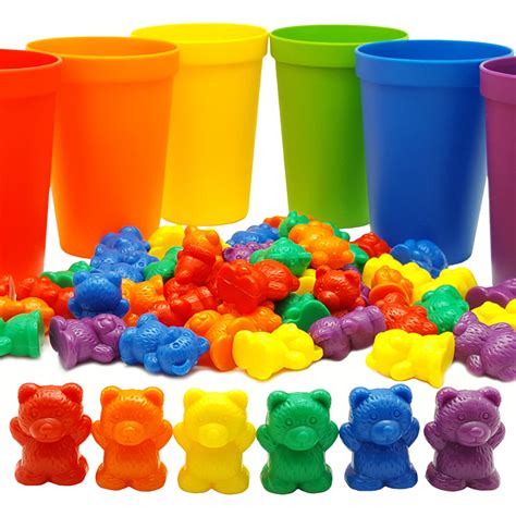 rainbow counting bears  matching sorting cups sorting bears