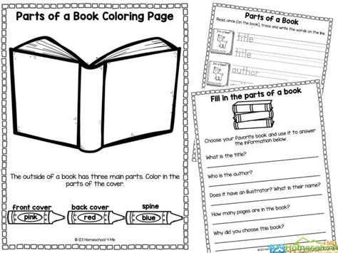 parts   book worksheet  kindergarten worksheets  kindergarten