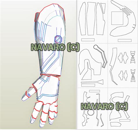 iron man hand glove eva foam pattern pepakura file iron man hand