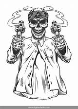 Gangster Skull Chicano Cholo Prison Skeleton Mexican Gangsters Dgimstudio Sidewalk Gangs Bandito Calavera sketch template