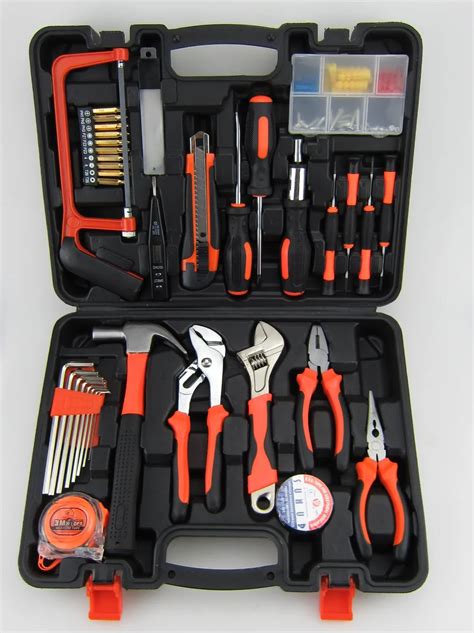 hand tool sets includes ratchet handlehack sawcombination plier