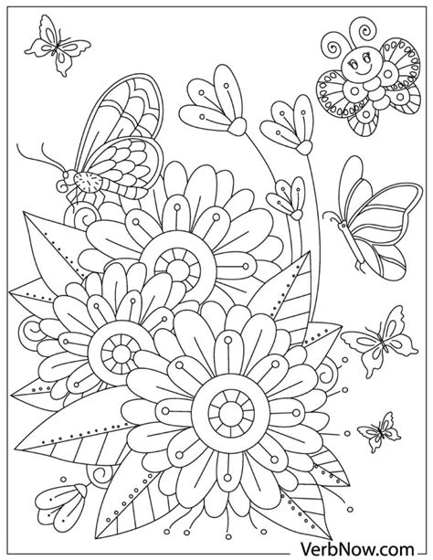 coloring pages  flowers  butterflies