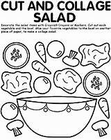 Salad Cut Collage Coloring Crayola Pages Color Colored Print Food Activity Use Nutrition Bowl Sheet sketch template