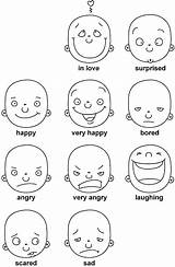 Cartoon Drawing Coloring Faces Expressions Kids Facial Face Cartoons Draw Drawings Feelings Expression Emotions Printable Happy Cute Clipart Google Pages sketch template