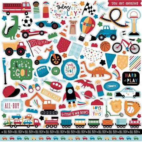 play  day boy cardstock stickers  elements