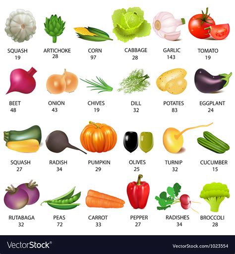 Vegetables Calories Table Royalty Free Vector Image 52020 Hot Sex Picture