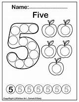 Number Dot Pages Marker Preschool Counting Coloring Numbers Five Learning Worksheets Print Do Activities Color Activity Kids Printables Printable Choose sketch template