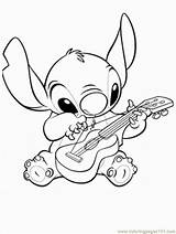 Coloring Pages Kids Stitch Guitar Popular His sketch template
