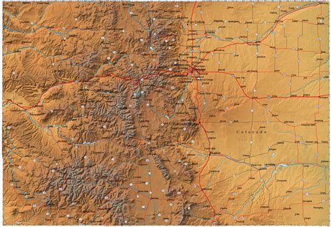 detailed colorado map  terrain map