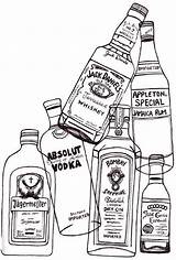 Drawing Bottle Bottles Alcohol Liquor Vodka Drawings Tumblr Line Easy Sketch Pages Glass Color Coloring Bar Cola Illustration Para Things sketch template