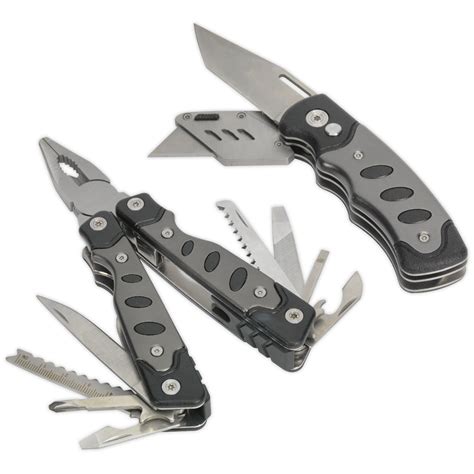 Sealey Pk27 Multi Tool And Twin Blade Knife Set 2pc 15 Function Rapid