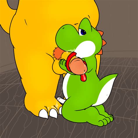 rule 34 bowser chubby gay hindpaw koopa looking at viewer male nintendo nishi oral paws penis