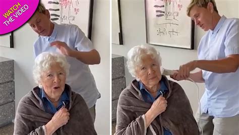 ellen degeneres cuts mum s hair for 90th birthday and she hates how it