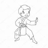 Karate Colorare Disegni Practicing Bambini Depositphotos Practicando Lleva sketch template