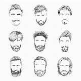 Barba Baffi Masculino Cabelo Tagli Rasature Signori Acconciature Disegnata Illustrazione Homens sketch template