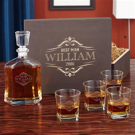 wilshire engraved glass whiskey decanter set