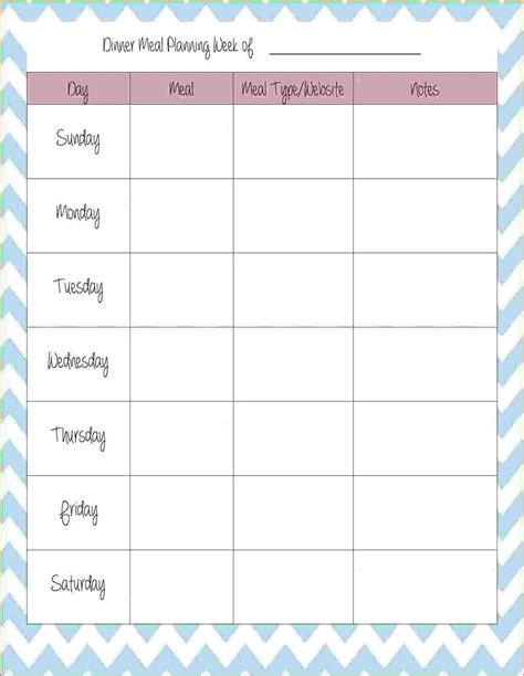 printable weekly meal planner templates kitty baby love