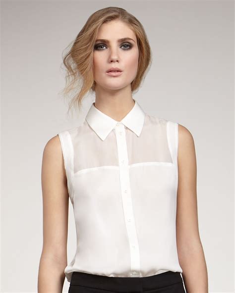 rachel zoe geri sleeveless blouse in white lyst