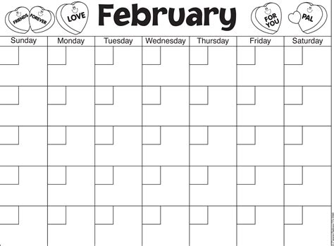 february calendar template great   practice counting
