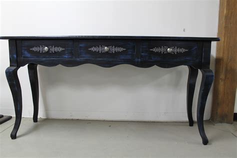 black console table  blue rub  ecustomfinishes