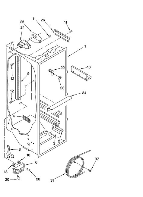 refrigerator liner parts diagram parts list  model ksrgfkss kitchenaid parts