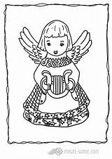 Angel Coloring Christmas Harp Angels Pages Playing Choir Music Beautiful Guide sketch template
