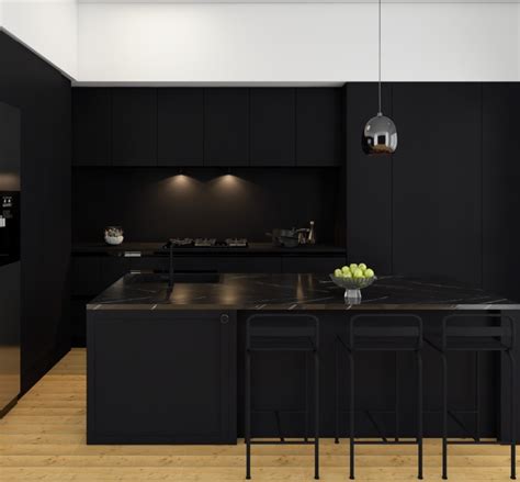 bold  black kitchen design foyr