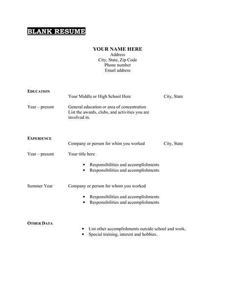 printable blank cv template contoh gambar template images   finder