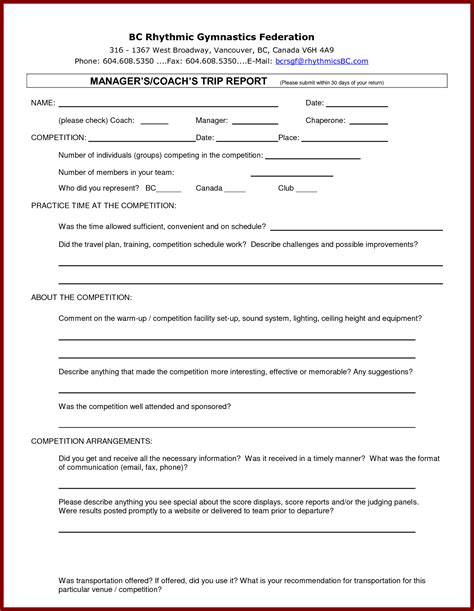 business trip report template