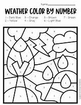 Weather Number Worksheets Color Preschool Seasons Kids Thunderstorm Numbers Activities Printable Pre Total Four Fun Little sketch template