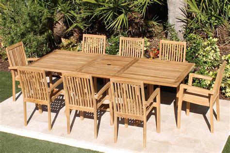 rectangular table  hampton armchairs teak set oceanic teak furniture