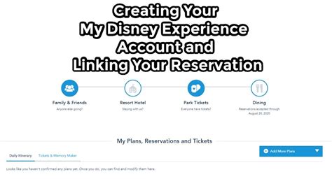 creating   disney experience account  linking  reservation youtube