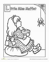 Muffet Miss Little Coloring Nursery Rhyme Preschool Rhymes Activities Worksheets Worksheet Theme Rhyming Pages Colouring Crafts Color People Letter Education sketch template